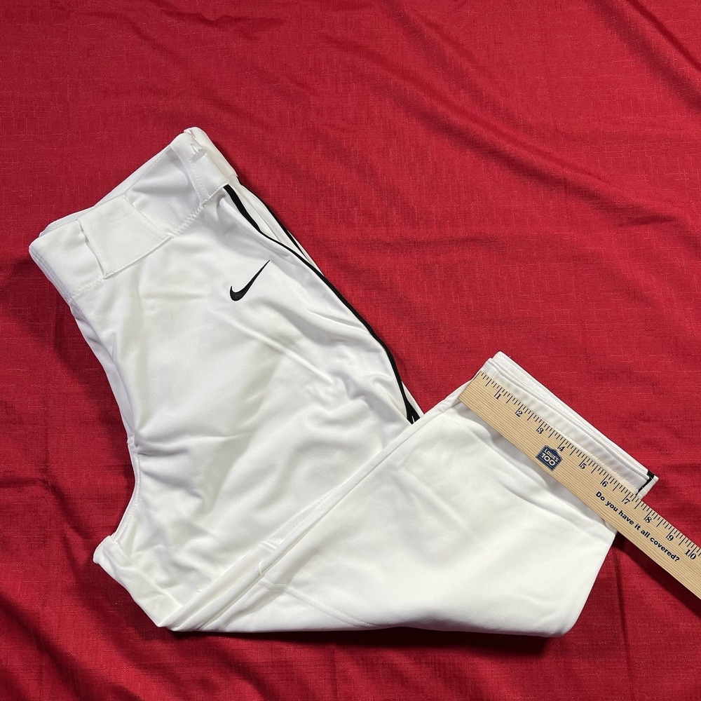 Nike Vapor Select Baseball Pants White Black Piping Mens Size Large 3/4